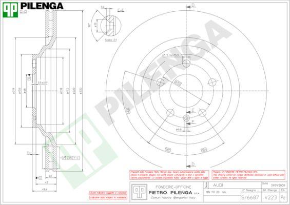 Pilenga V223 - Brake Disc autospares.lv