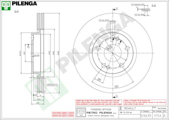 Pilenga V744 - Brake Disc autospares.lv