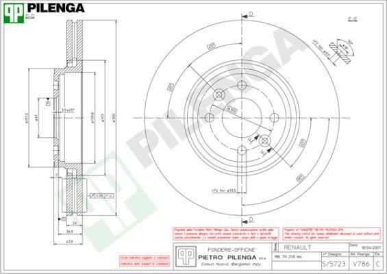 Pilenga V786 - Brake Disc autospares.lv