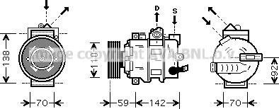 Prasco AIK349 - Compressor, air conditioning autospares.lv