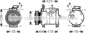 Prasco CRK115 - Compressor, air conditioning autospares.lv