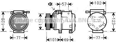 Prasco HYAK222 - Compressor, air conditioning autospares.lv