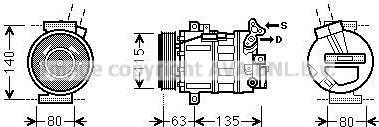 Prasco RTAK485 - Compressor, air conditioning autospares.lv