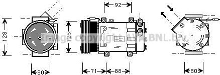 Prasco RTAK127 - Compressor, air conditioning autospares.lv