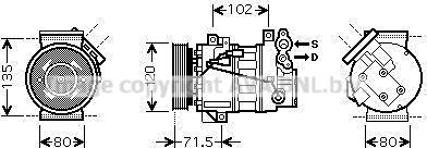 Prasco RTAK393 - Compressor, air conditioning autospares.lv