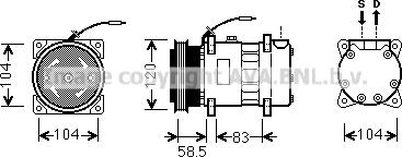 Prasco RTK433 - Compressor, air conditioning autospares.lv