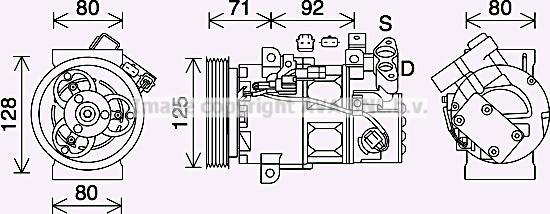 Prasco RTK636 - Compressor, air conditioning autospares.lv