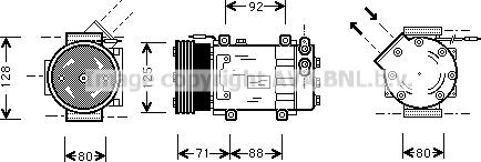 Prasco RTK127 - Compressor, air conditioning autospares.lv