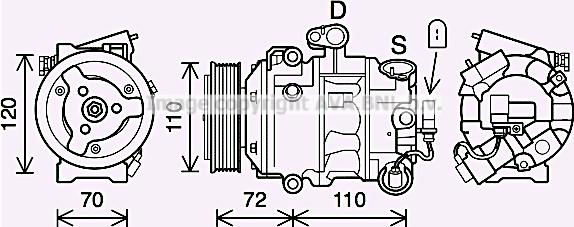 Prasco SAK026 - Compressor, air conditioning autospares.lv