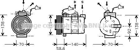 Prasco SBAK054 - Compressor, air conditioning autospares.lv