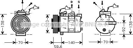 Prasco SBAK065 - Compressor, air conditioning autospares.lv