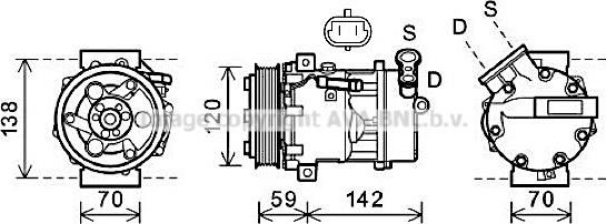 Prasco SBK071 - Compressor, air conditioning autospares.lv