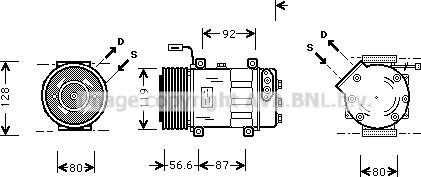 Prasco SCK016 - Compressor, air conditioning autospares.lv