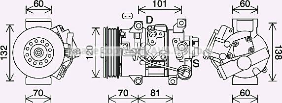 Prasco TOK744 - Compressor, air conditioning autospares.lv