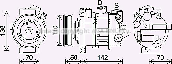 Prasco VNAK401 - Compressor, air conditioning autospares.lv