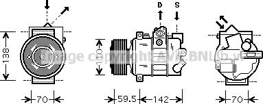 Prasco VNAK220 - Compressor, air conditioning autospares.lv