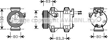 Prasco VOAK121 - Compressor, air conditioning autospares.lv