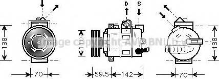 Prasco VWAK258 - Compressor, air conditioning autospares.lv