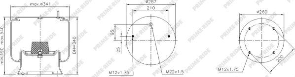 Prime-Ride 1R14-783 - Bellow, air suspension autospares.lv