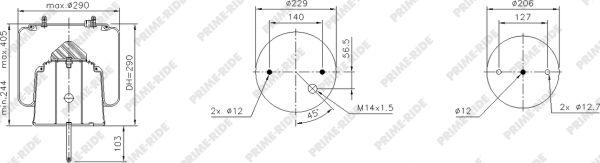 Prime-Ride 1R11-831 - Bellow, air suspension autospares.lv