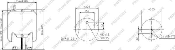 Prime-Ride 1R12-922 - Bellow, air suspension autospares.lv