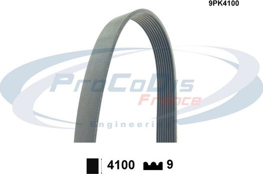 Procodis France 9PK4100 - V-Ribbed Belt autospares.lv