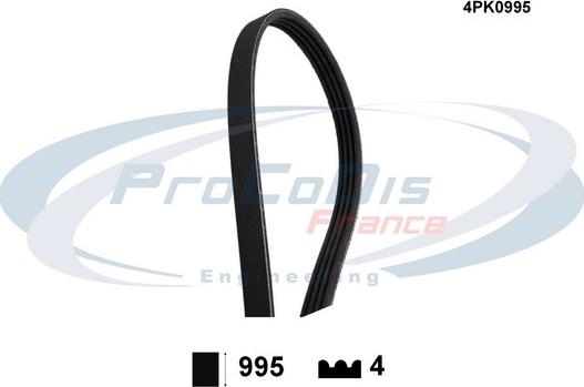 Procodis France 4PK0995 - V-Ribbed Belt autospares.lv