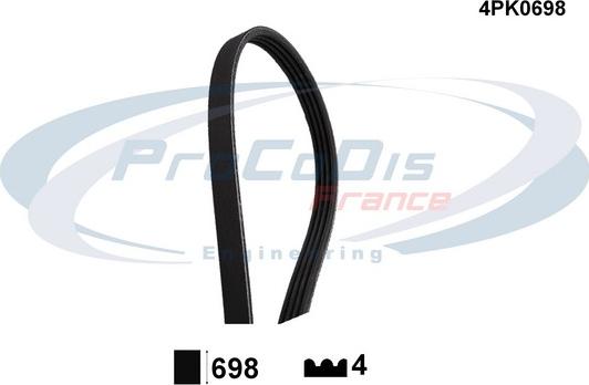 Procodis France 4PK0698 - V-Ribbed Belt autospares.lv