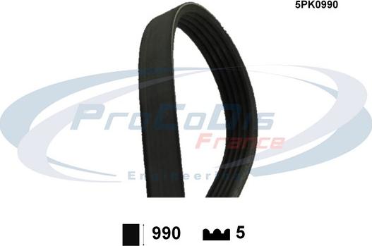 Procodis France 5PK0990 - V-Ribbed Belt autospares.lv