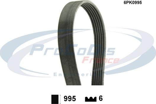 Procodis France 6PK0995 - V-Ribbed Belt autospares.lv