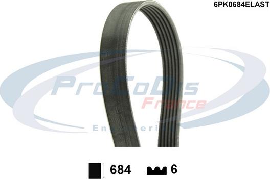 Procodis France 6PK0684ELAST - V-Ribbed Belt autospares.lv