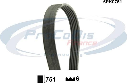 Procodis France 6PK0751 - V-Ribbed Belt autospares.lv