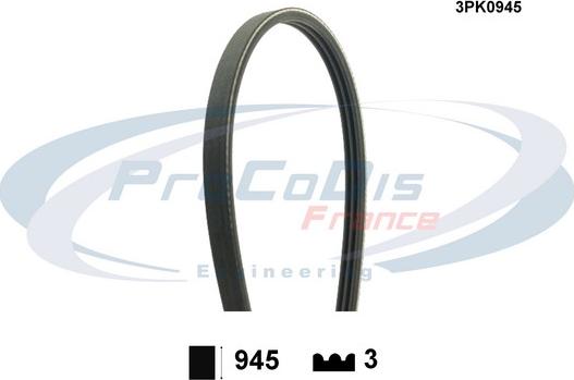 Procodis France 3PK0945 - V-Ribbed Belt autospares.lv