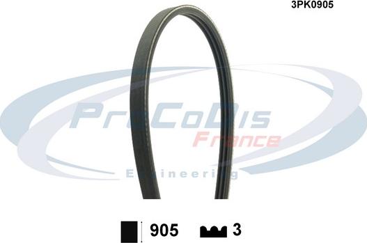 Procodis France 3PK0905 - V-Ribbed Belt autospares.lv