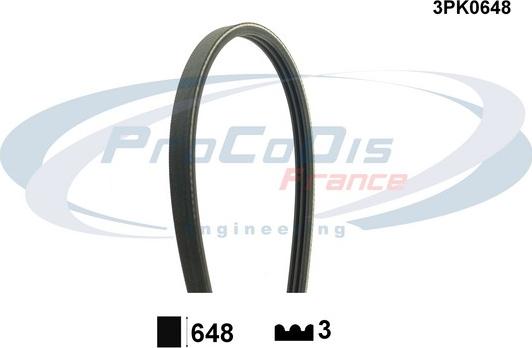 Procodis France 3PK0648 - V-Ribbed Belt autospares.lv