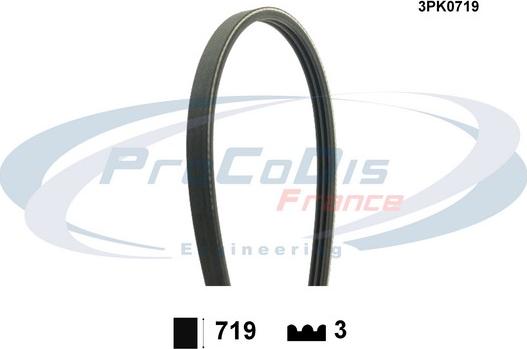 Procodis France 3PK0719 - V-Ribbed Belt autospares.lv