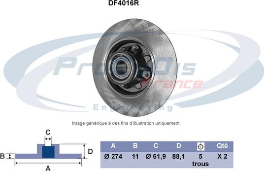 Procodis France DF4016R - Brake Disc autospares.lv