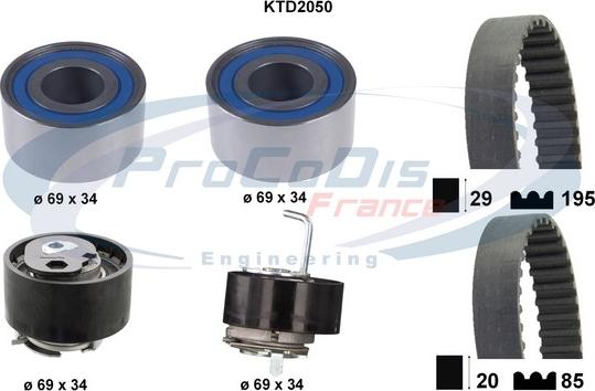 Procodis France KTD2050 - Timing Belt Set autospares.lv