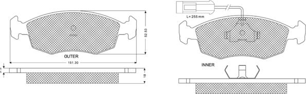 Procodis France PF1186 - Brake Pad Set, disc brake autospares.lv