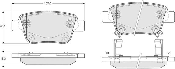 Procodis France PF1362 - Brake Pad Set, disc brake autospares.lv