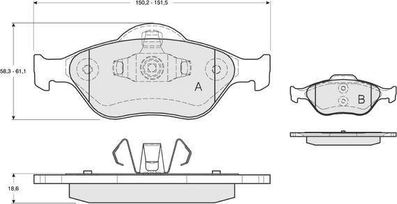 Procodis France PF1255 - Brake Pad Set, disc brake autospares.lv