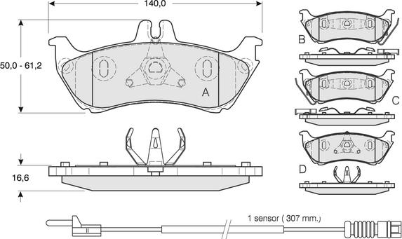 Procodis France PF1285 - Brake Pad Set, disc brake autospares.lv