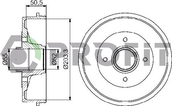 Profit 5020-0072 - Brake Drum autospares.lv