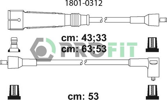 Profit 1801-0312 - Ignition Cable Kit autospares.lv
