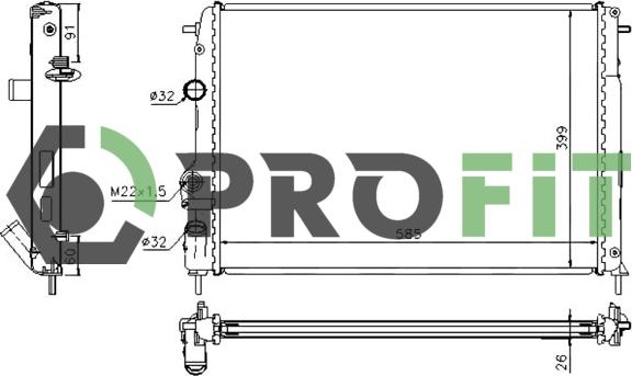 Profit 1740-0176 - Radiator, engine cooling autospares.lv