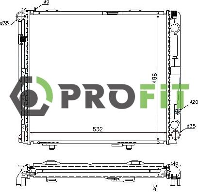 Profit 1740-0321 - Radiator, engine cooling autospares.lv