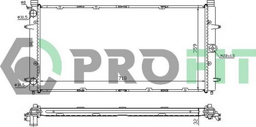 Profit PR 9567A1 - Radiator, engine cooling autospares.lv