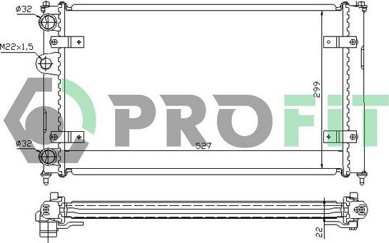 Profit PR 9537N2 - Radiator, engine cooling autospares.lv