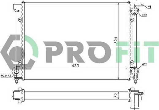 Profit PR 9521A2 - Radiator, engine cooling autospares.lv