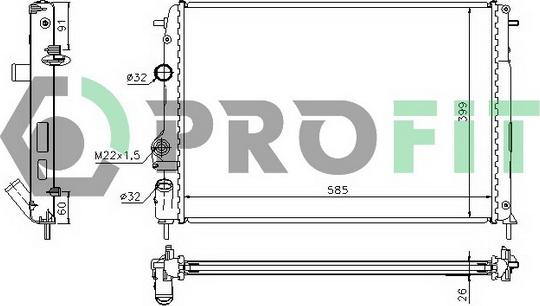 Profit PR 6040A1 - Radiator, engine cooling autospares.lv